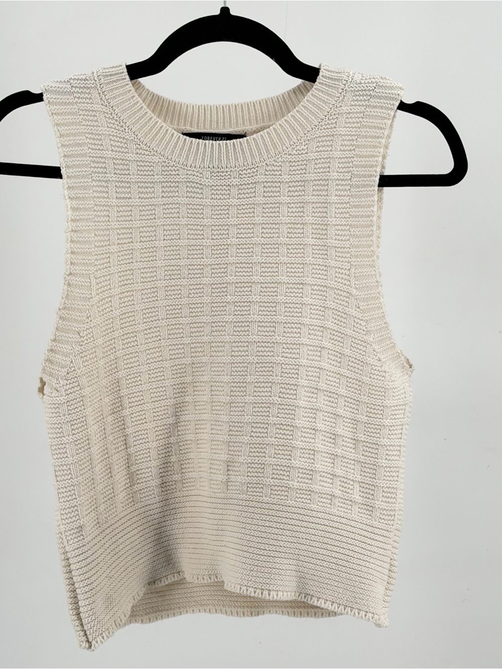 Forever 21 Cream Textured Knit Tank Top